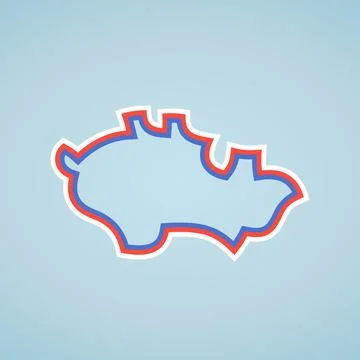 Czech Republic - Stylized outline map in colors of the flag Stock Illustration