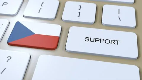 Czech Republic Support Concept. Button Push 3D Illustration. Support of Count Stock Illustration