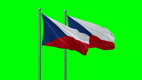 Czech Republic two flags Stock Footage 290411063