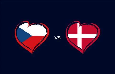 Czech Republic vs Denmark, flag emblem on blue Stock Illustration