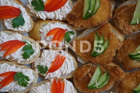 Czech sandwiches - typical czech gourmet food Stock Photos