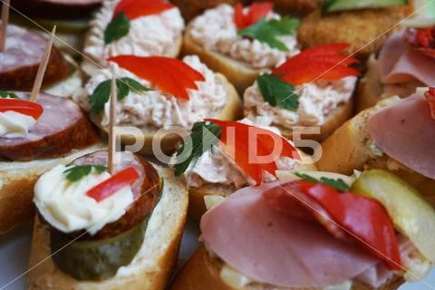 Czech sandwiches - typical czech gourmet food Stock Photos