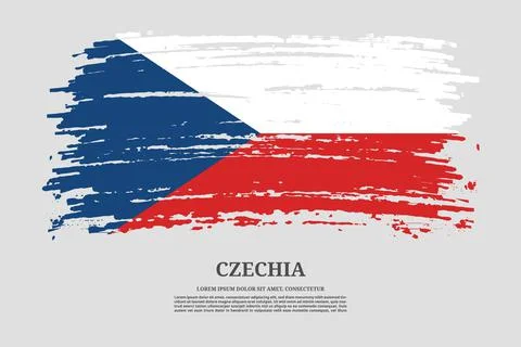 Czechia flag with brush stroke effect and information text poster, vector 스톡 일러스트