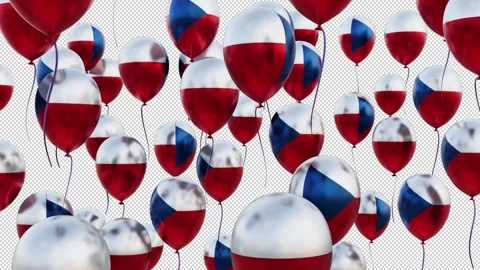 Czechia Flag On The Flying Balloons Video stock 314653012