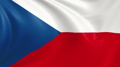 Czechia flag waving in the wind with high quality texture in 4K Vídeo Stock 130454627