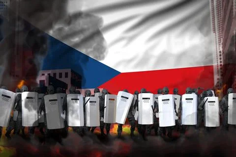 Czechia protest stopping concept Stock Illustration