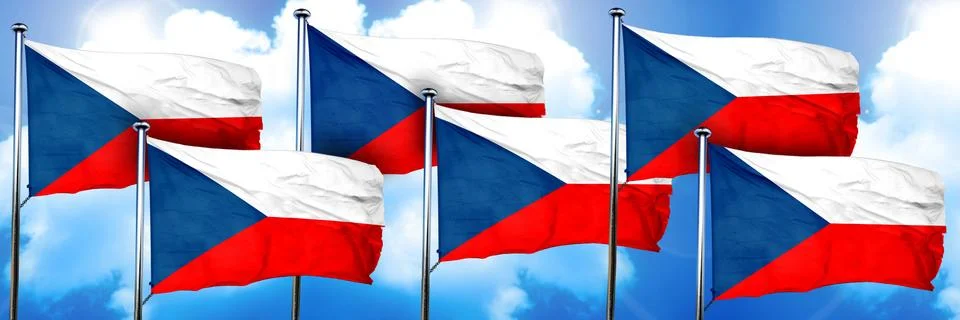 Czechoslovakia flags, 3D rendering, on a cloud background イラスト素材