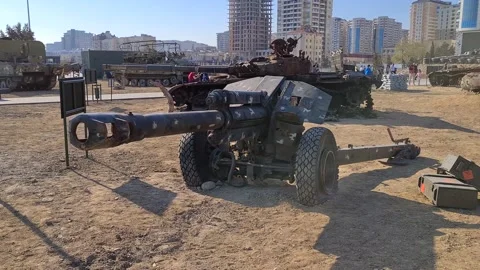 D-1 howitzer M1943 is a Soviet World War II-era 152.4 mm howitzer Stock Footage 152558714