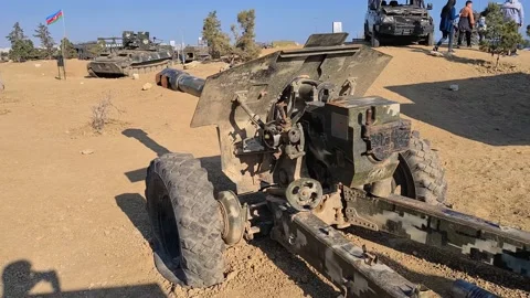 D-1 howitzer M1943 is a Soviet World War II-era 152.4 mm howitzer Stock Footage 152558991