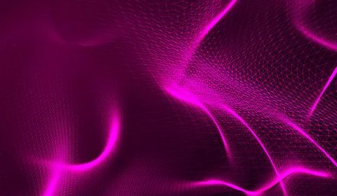 D abstract digital technology pink light particles on pink background. 스톡 일러스트