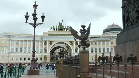 D the Alexander Column on a cloudy summer day. Видео 340631620