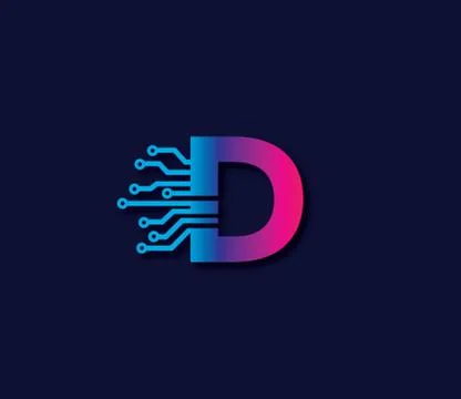 D Alphabet Data Storage Technology Logo Design Concept Stock Illustration