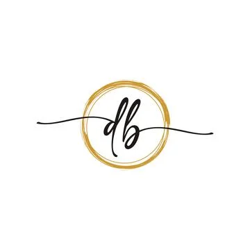 D B Initial Script Letter Beauty Logo Template Stock Illustration