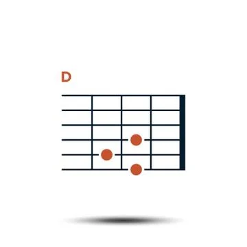 D, Basic Guitar Chord Chart Icon Vector Template Ilustração Stock