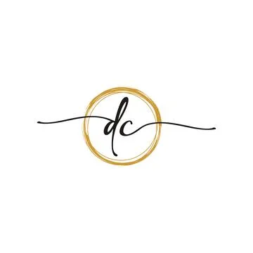 D C Initial Script Letter Beauty Logo Template 스톡 일러스트