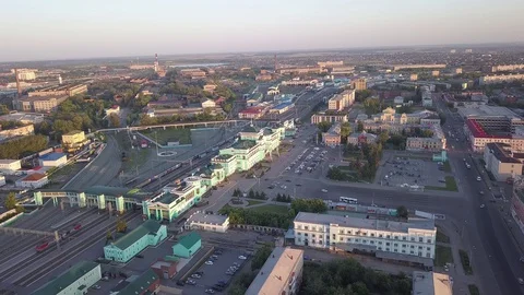 D-Cinelike. The central railway station of the city of Omsk. The building of the Stock Footage