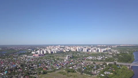 D-Cinelike. Panoramic view of the city of Tyumen from the quay of the river Stock Footage 128790196
