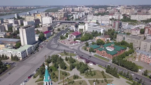 D-Cinelike. Panoramic views of the city Omsk, Russia, Aerial View Stock-Footage 129041878
