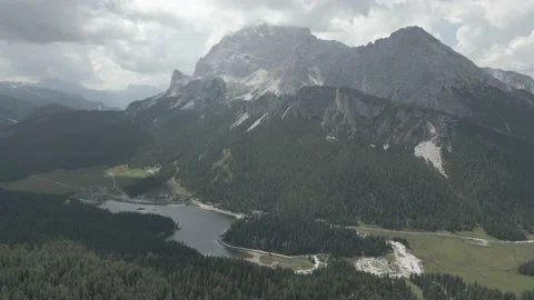 D-Cinelike Ready for grading Mountain Lake Aerial Footage with Pine Forest Stock Footage 205805322