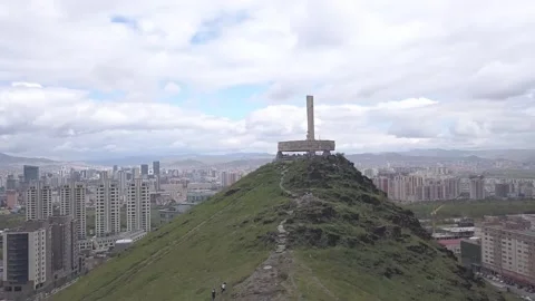 D-Cinelike. Ulaanbaatar, Mongolia. Memorial to Soviet soldiers on Zaisan Tolgoi. Stock Footage 131158310