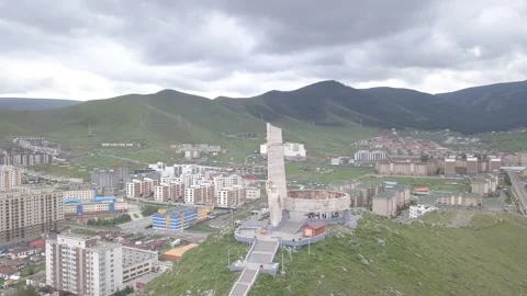 D-Cinelike. Ulaanbaatar, Mongolia. Memorial to Soviet soldiers on Zaisan Tolgoi. Stock Footage 131158464