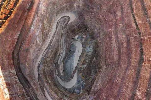 D Cobar mine pit top down turned Foto stock