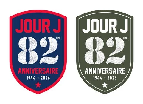 D-Day 82nd Anniversary patchs in French 库存插图