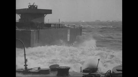 D-Day World War Two archival footage - German Soldier Prisoners of War on ships Stock Footage 202013871