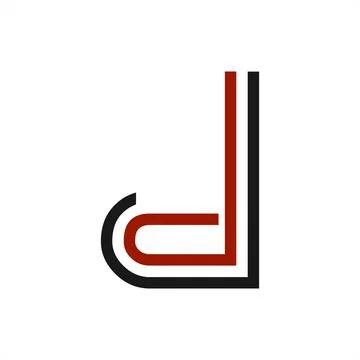 D, dd, dJ initials line art geometric company logo Illustrazione stock