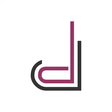 D, dd, dj initials line art geometric company logo Stock Illustration