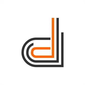 D, djd, dj initials line art geometric company logo Stock Illustration