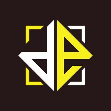 D E Initials quadrangle monogram with square Illustrazione stock