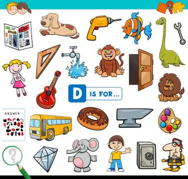 D is for educational task for children 스톡 일러스트
