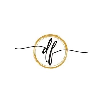 D F Initial Script Letter Beauty Logo Template 스톡 일러스트