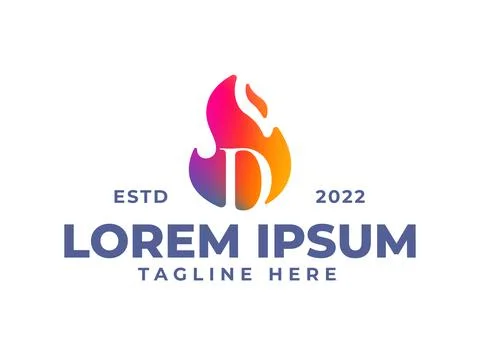 D fire flame logo design template Stock Illustration