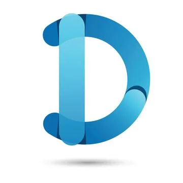 D font vector with blue color on White background, Futuristic font, Cosmic, V Stock Illustration