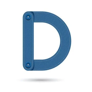 D  font vector with blue Jeans on White background, Futuristic font, Cosmic,  Stock Illustration