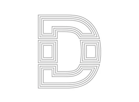 D font vector.  Condensed thin, Parallel stylize line letter. Thin monochrome Stock Illustration