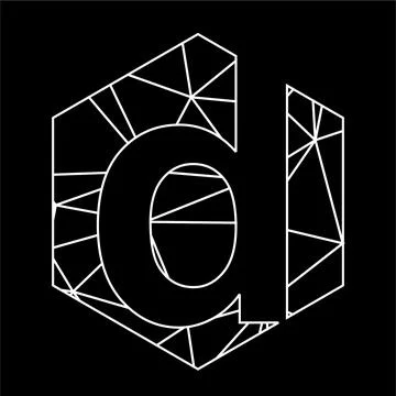 D geometric triangle blockchain font Stock Illustration