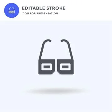 D Glasses icon vector, filled flat sign, solid pictogram isolated on white, logo Stock Illustration