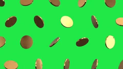 D Gold Coin Falling And Rotating Loop Animation On Green Screen 스톡 동영상 303390679