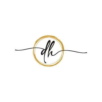 D H Initial Script Letter Beauty Logo Template Stock Illustration