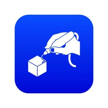 D hand printing icon blue 库存插图