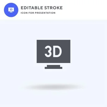 D icon vector, filled flat sign, solid pictogram isolated on white, logo illu Stock Illustration