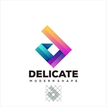 D initial geometric gradient logo design Stock Illustration