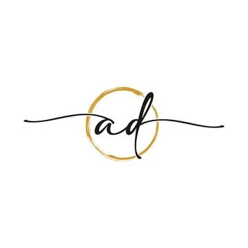 A D Initial Script Letter Beauty Logo Template 스톡 일러스트