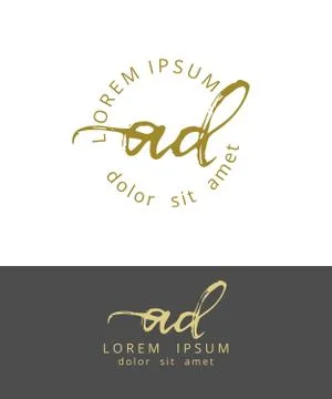 A D. Initials Monogram Logo Design. Dry Brush Calligraphy Artwork Stock-Illustration