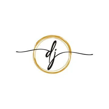 D J Initial Script Letter Beauty Logo Template 스톡 일러스트