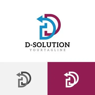 D Letter Arrow Business Solution Simple Line Logo Stock Illustration