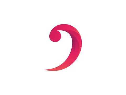 D letter F clef vector logo Stock Illustration